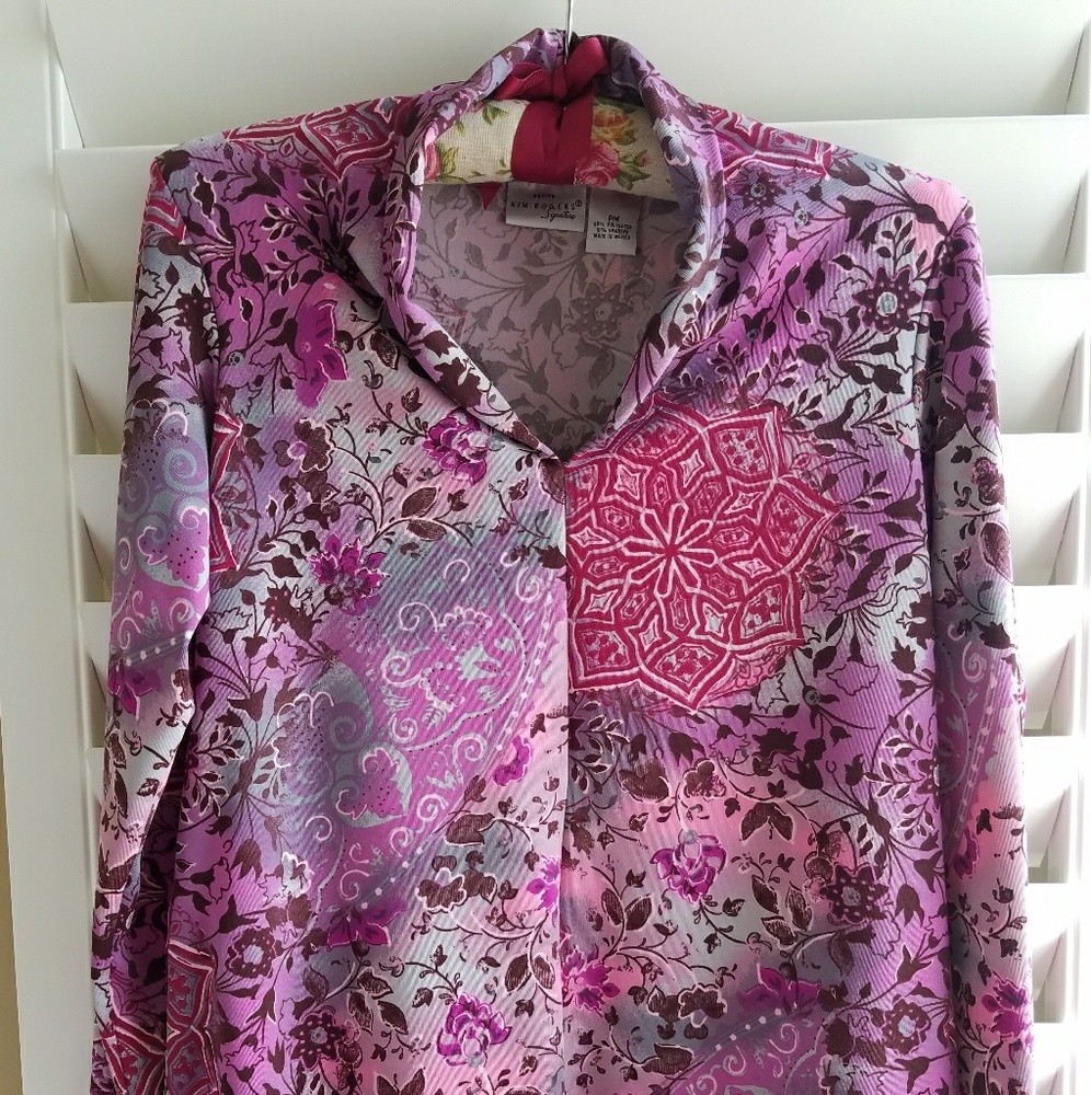 Kim Rogers Signature Petite Long Sleeve Shirt Plum - Picture 1 of 8